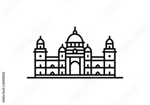 Wallpaper Mural Indian city icon - Victoria memorial, Kolkata - West Bengal - Line art. Torontodigital.ca