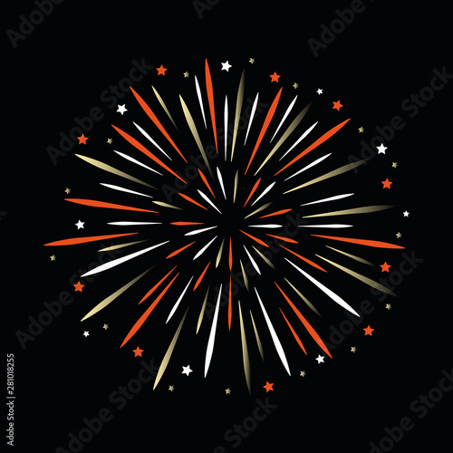 colorful firework in orange and yellow colors vector illustration EPS10