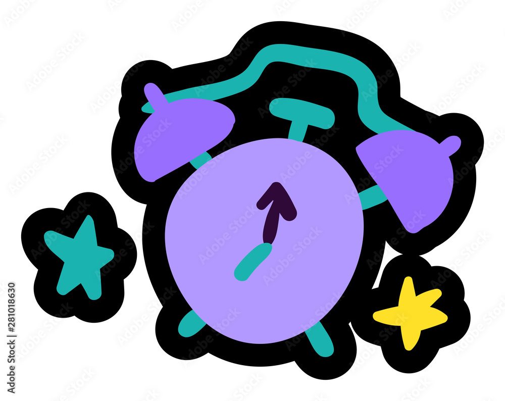 Alarm clock and stars flat vector illustration Alarm clock and stars flat vector illustration