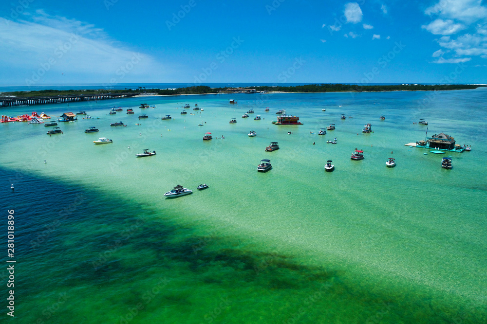 Aerial View of Crab Island, Located off of Destin, Florida in Choctawhatchee Bay Aerial View of Crab Island, Located off of Destin, Florida in Choctawhatchee Bay