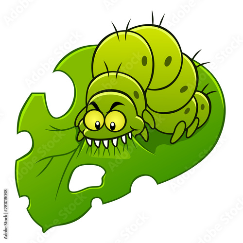 Caterpillar eats leaf