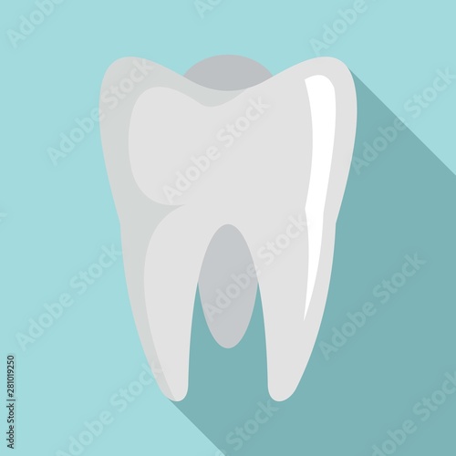 White tooth icon. Flat illustration of white tooth vector icon for web design