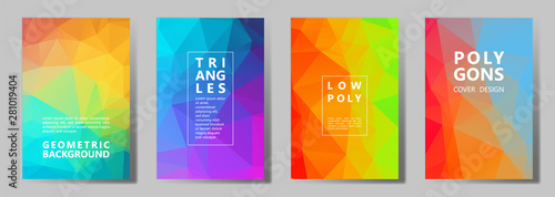 Facet polygonal abstract cover pages, low poly set