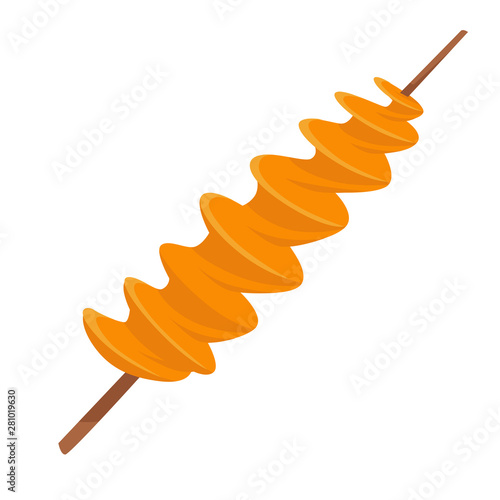 Baked potato on wooden stick cooking using deep frying