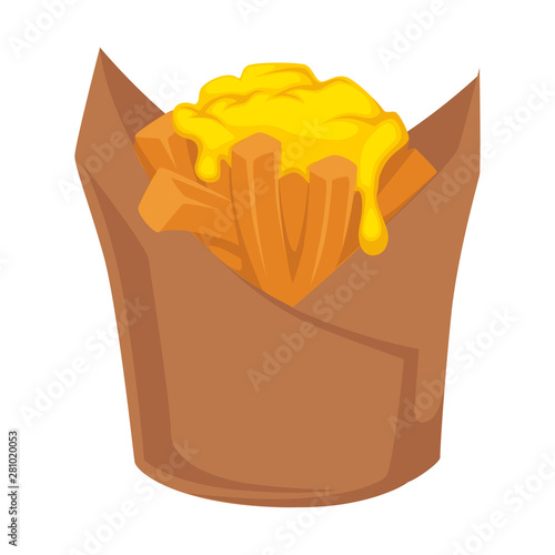 French fries in package potato sticks with cheese