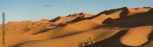 panorama of sand dunes in Merzouga, Morocco