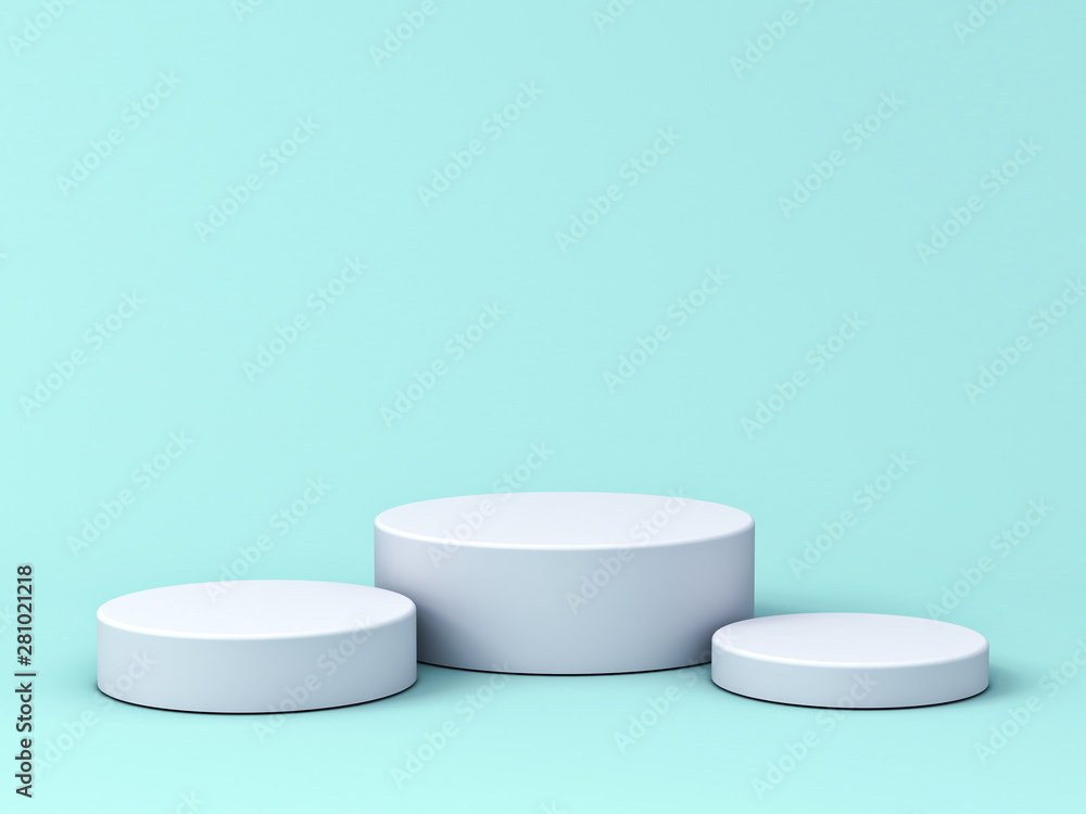 Blank white podium isolated on blue green pastel color background with shadows 3D rendering Blank white podium isolated on blue green pastel color background with shadows 3D rendering