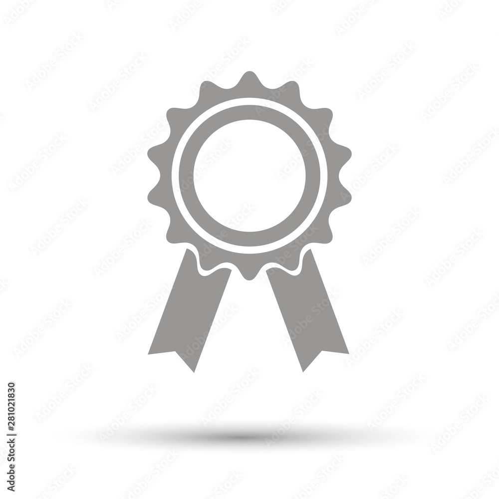 badge with ribbon in trendy flat style isolated on white background badge with ribbon in trendy flat style isolated on white background