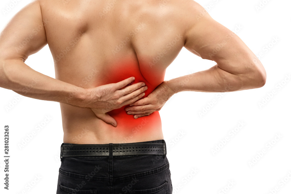 Fototapeta premium Unrecognizable man having heavy backache