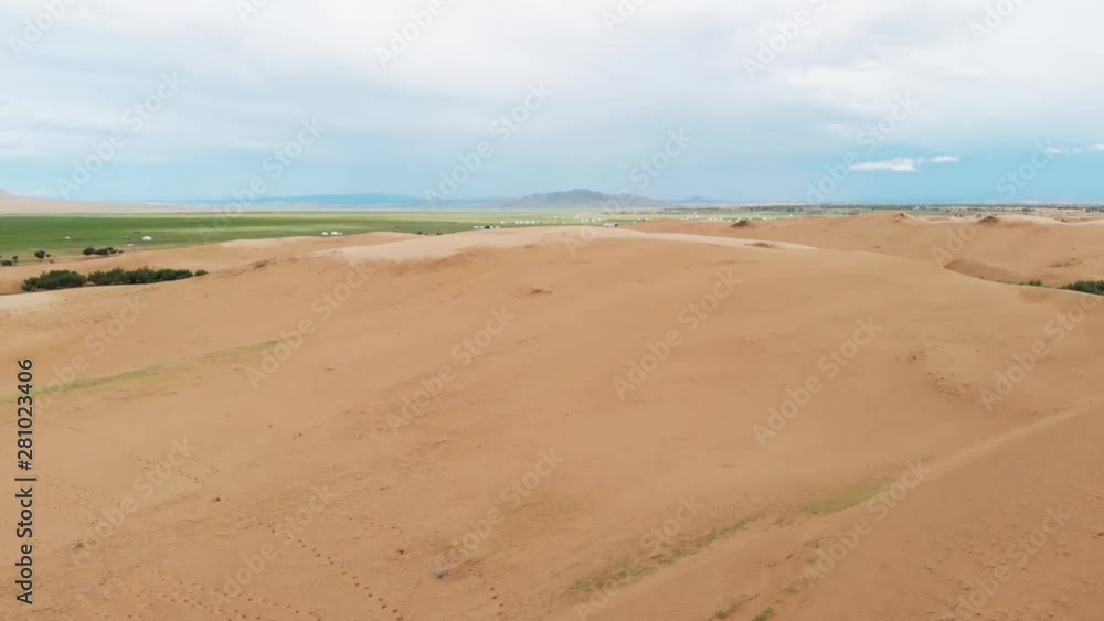 Aerial view of the Elsen Tasarkhai Els, Sand Dunes, Central Mongolia Aerial view of the Elsen Tasarkhai Els, Sand Dunes, Central Mongolia