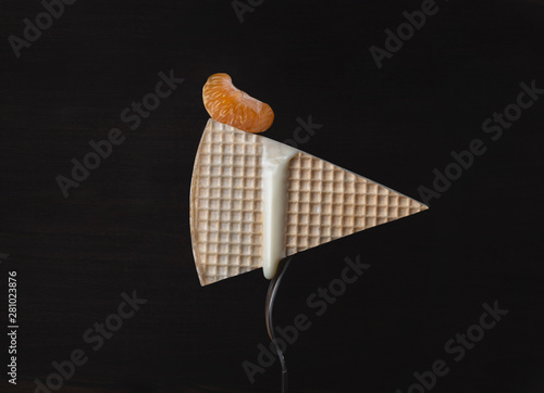 piece of cake on a black background