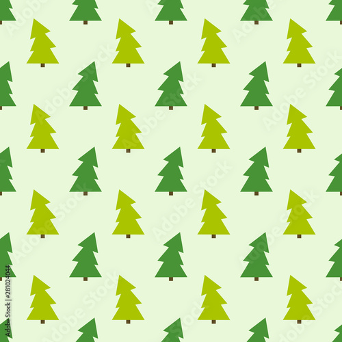 Green Christmas trees seamless pattern.