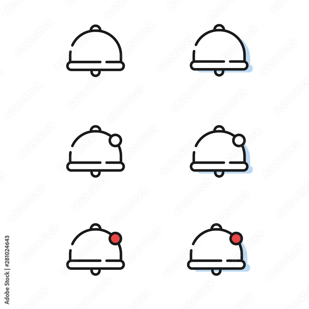 Six bell symbol in simple line stile. Notification icons for app and site. Six bell symbol in simple line stile. Notification icons for app and site.