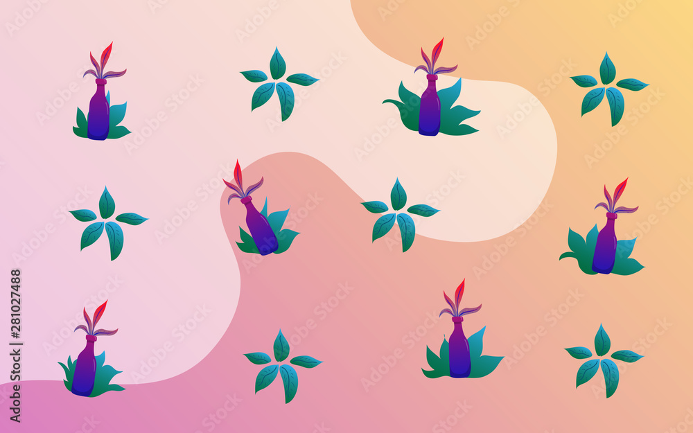cute plants in a bottle vector illustration pattern in a gradient color style. for background, website, banner and card