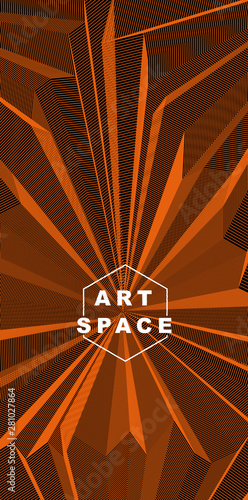 Vector illusive surreal art background for design like a hallucination drug trip surrealism, linear 3d trend. Fantastic psychedelic trendy modern op art, optical dimensional illusion.