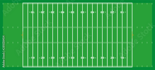 Frontal view of american football field. Geometric and flat.