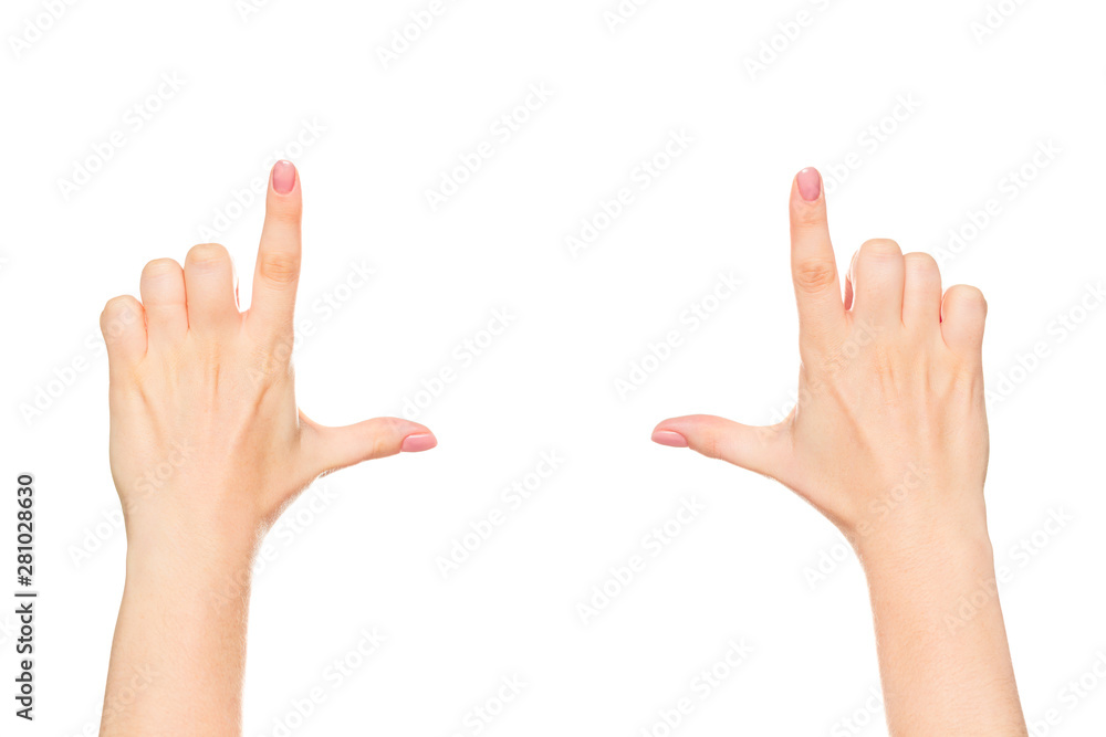 Female hands framing comosition. Isolated on white Female hands framing comosition. Isolated on white