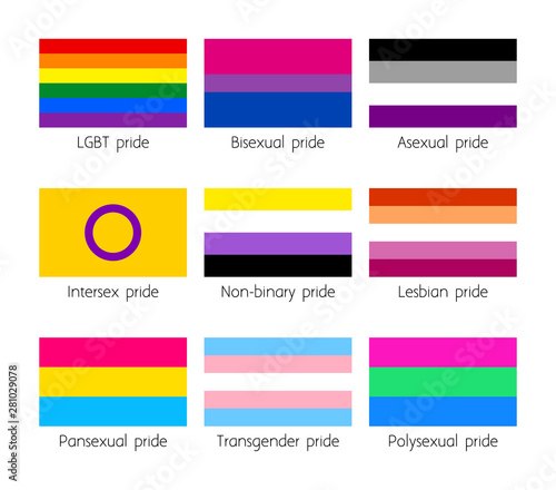 Sexual identity LGBT flags set.