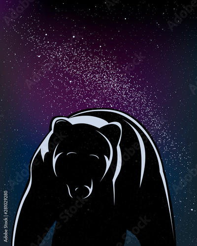 Walking bear isolated in bl...