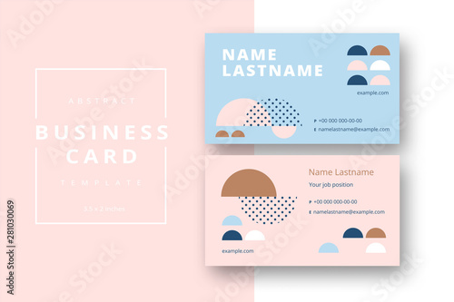 Trendy minimal abstract business card template. Modern corporate stationery id layout with geometric pattern. Vector fashion background design with information sample name text.