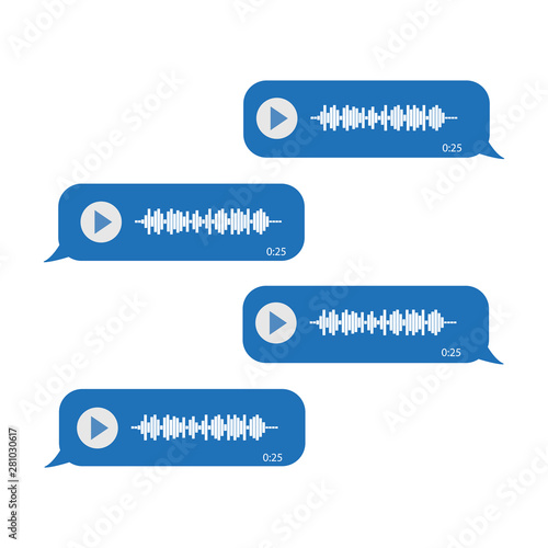 Chat on voice messages. On a white background. Blue messages