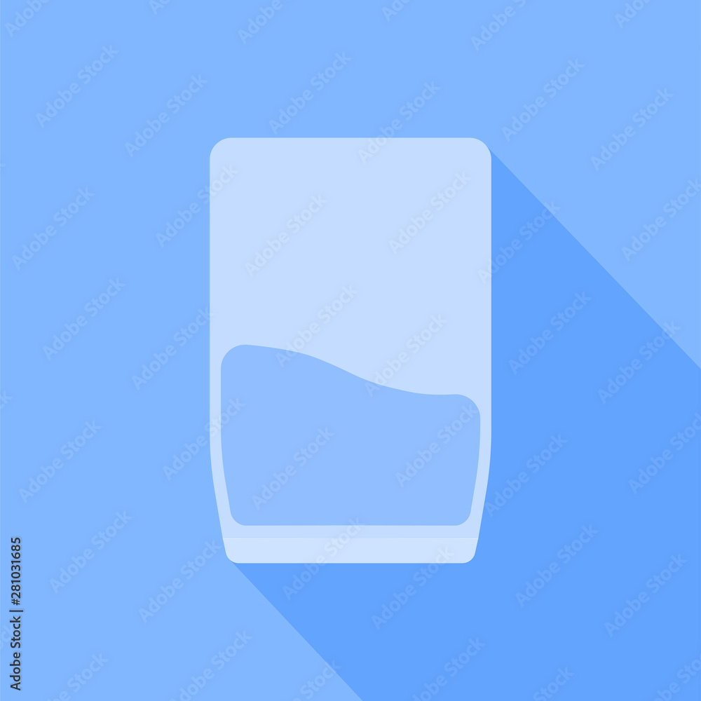 A glass of water is depicted on a blue background. A glass of water is depicted on a blue background.
