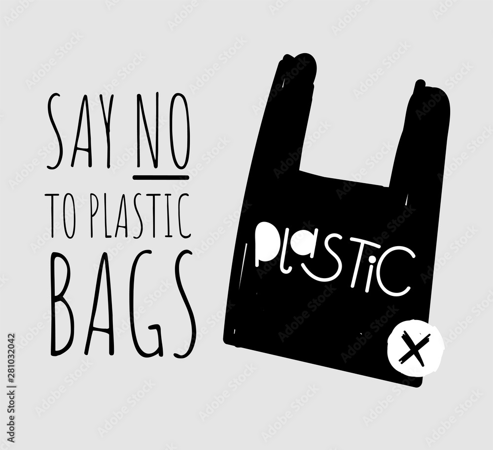 Stop using plastic. Motivational handwritten phrases. Hand drawn vector