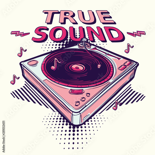 True sound - funky decorative music design with turntable