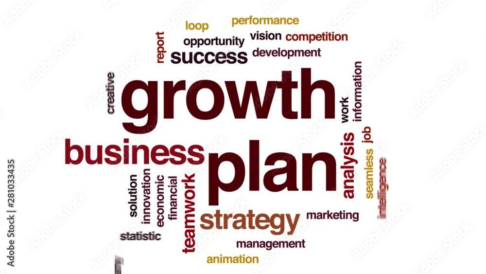 Growth plan animated word cloud. Kinetic typography. Growth plan animated word cloud. Kinetic typography.