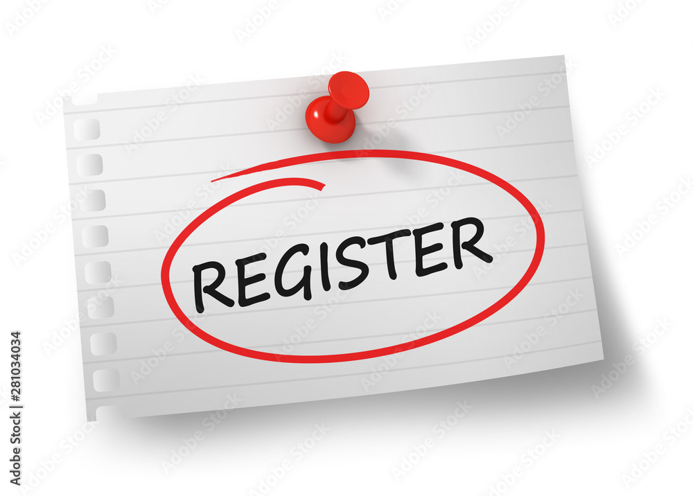 register concept 3d illustration isolated register concept 3d illustration isolated