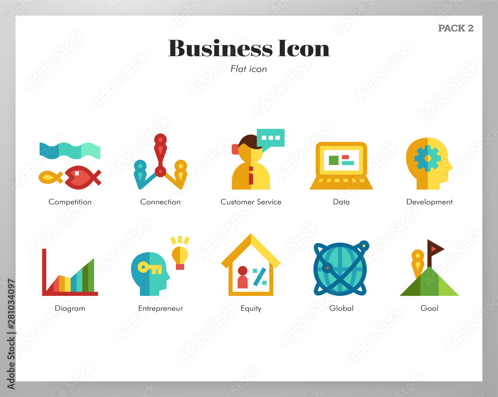 Fototapeta premium Business icons flat pack