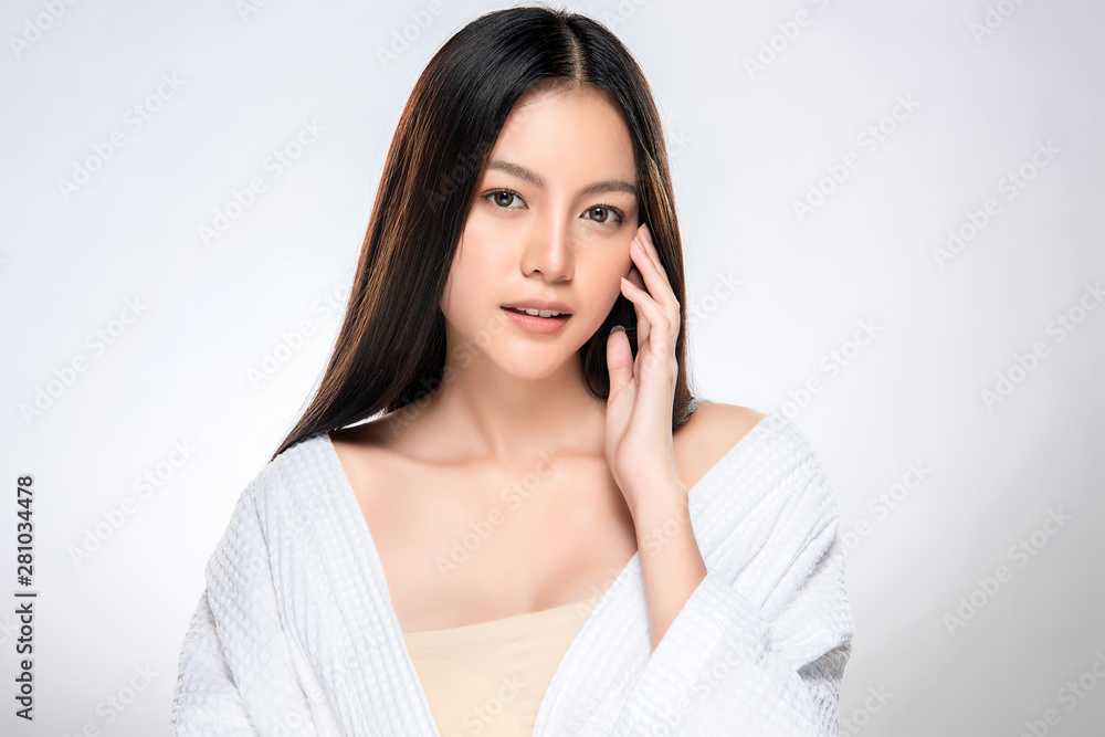 Beautiful Young Asian Woman with Clean Fresh Skin, Beautiful Young Asian Woman with Clean Fresh Skin,