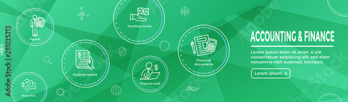 Accountant or Accounting Icon Set & Web Header Banner