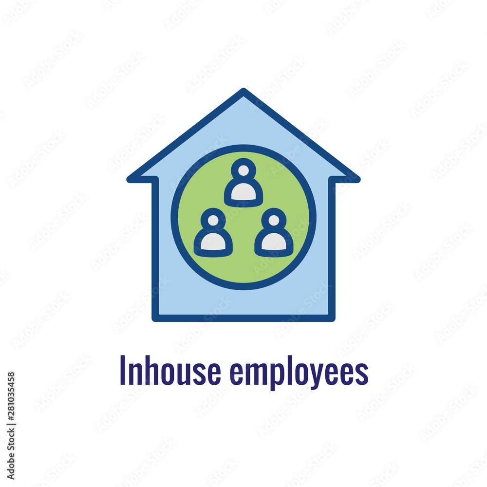 In-Company and Outsource Icon with freelancing or hiring imagery In-Company and Outsource Icon with freelancing or hiring imagery