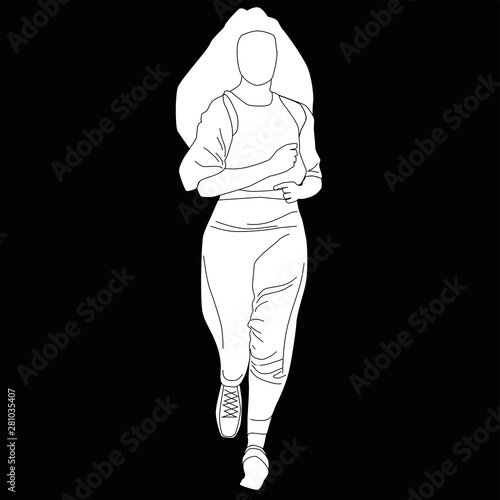 modern girl sportswoman runs