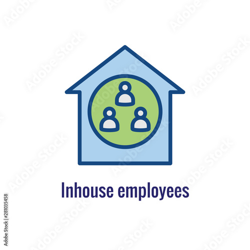 In-Company and Outsource Icon with freelancing or hiring imagery