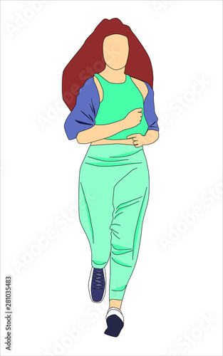 modern girl sportswoman runs