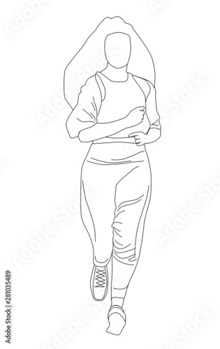 modern girl sportswoman runs