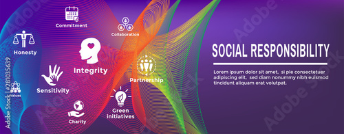 Social Responsibility Icon Set & Web Header Banner