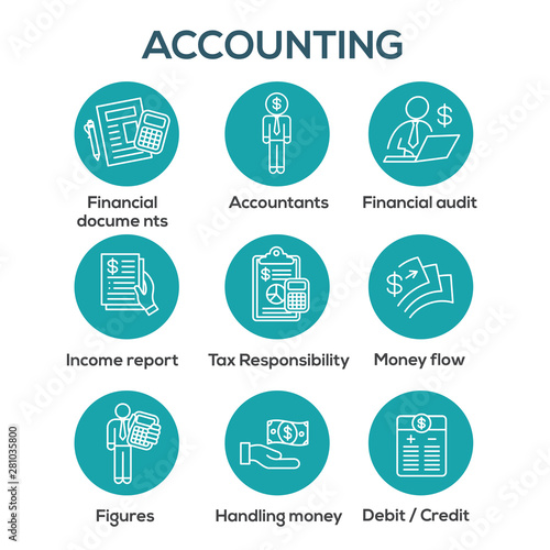 Accountant or Accounting Icon Set - money, accountant and figures images