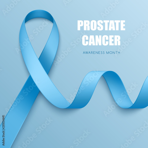 Realistic light blue ribbon. Symbol of men's health, Addisons disease, prostate cancer, thyroid disease awareness photo