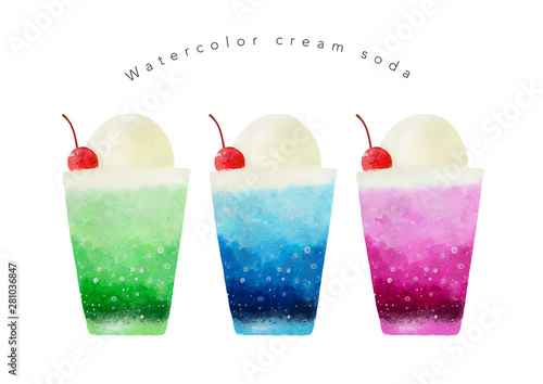 クリームソーダセット水彩画