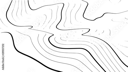 Topographic map wave. Horizontal lines stripes pattern or background with wavy distortion effect. Art design contour background. Grid map. Vector illustration.