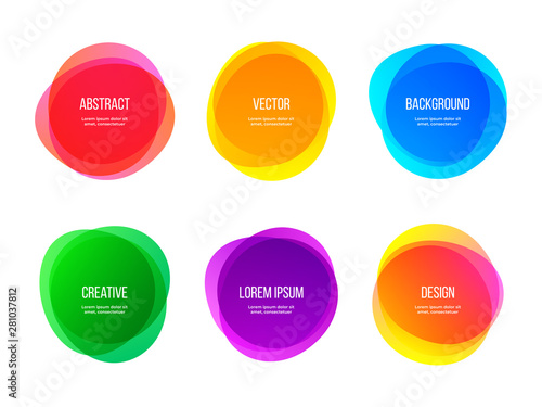 Round colorful vector abstract shapes. Color gradient round banners, creative art and graphic design elements