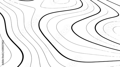 Topographic map wave. Horizontal lines stripes pattern or background with wavy distortion effect. Art design contour background. Grid map. Vector illustration.