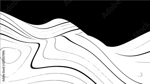 Topographic map wave. Horizontal lines stripes pattern or background with wavy distortion effect. Art design contour background. Grid map. Vector illustration.