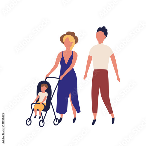 Cute family walking together
