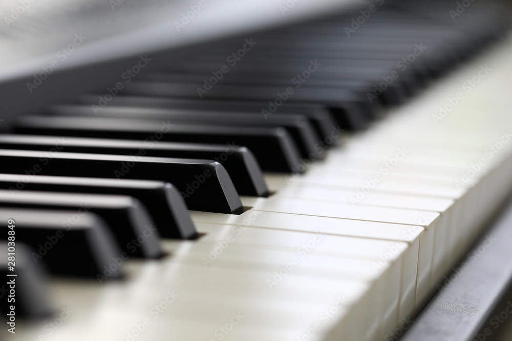 Empty piano keyboard at special angle Empty piano keyboard at special angle