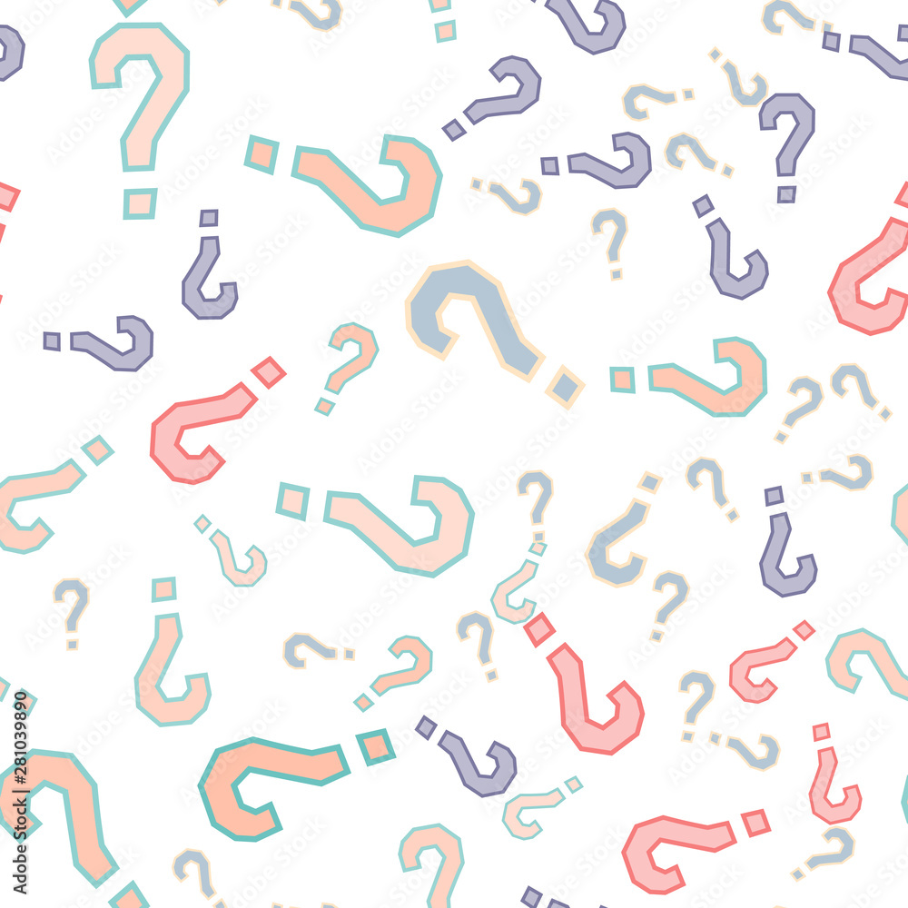 Quiz seamless pattern. Question marks, doubt, faq Quiz seamless pattern. Question marks, doubt, faq