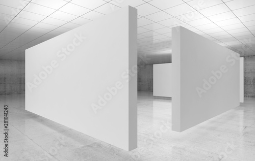 Abstract empty interior  white stands 3 d